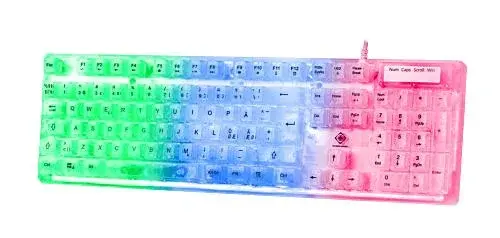 Deltaco DK250 Membran Tastatur Transparent Regnbue LED produktbilde