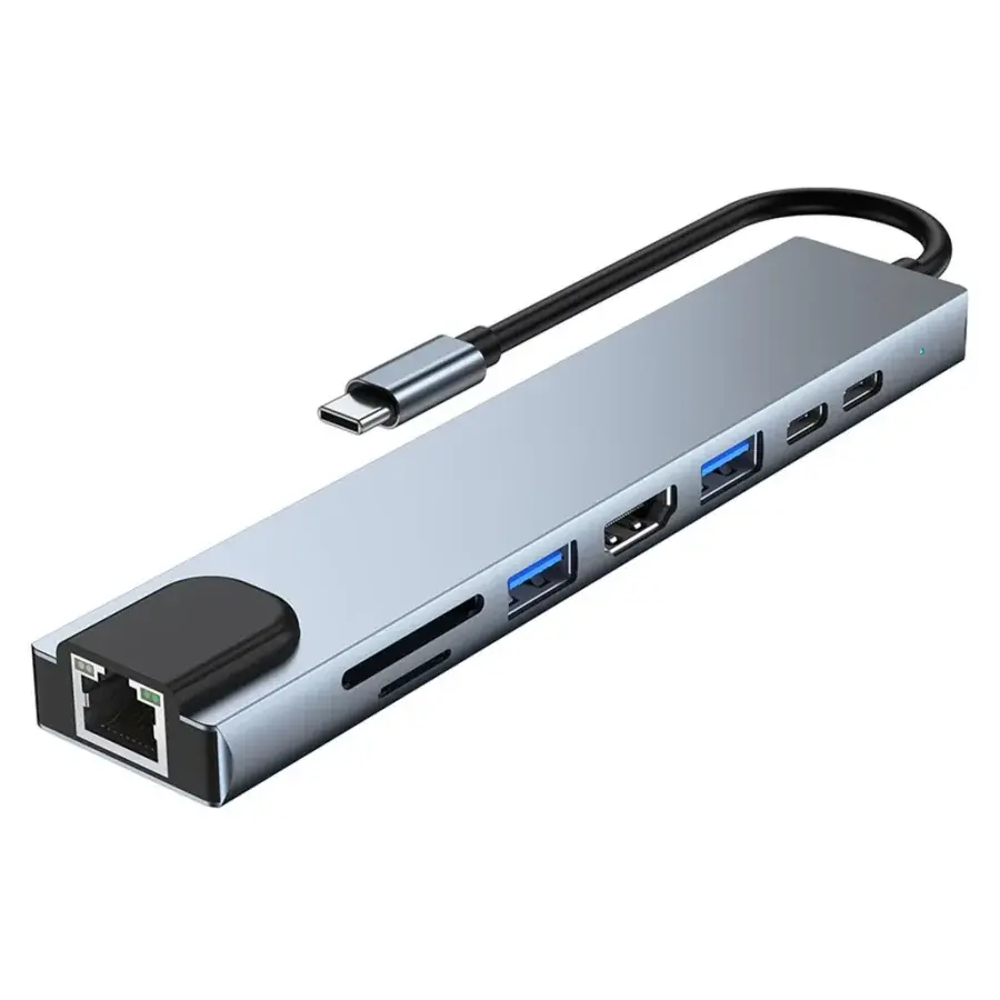 Lippa 8-i-1 87W USB-C PD 4K HDMI & Ethernet Hub produktbilde